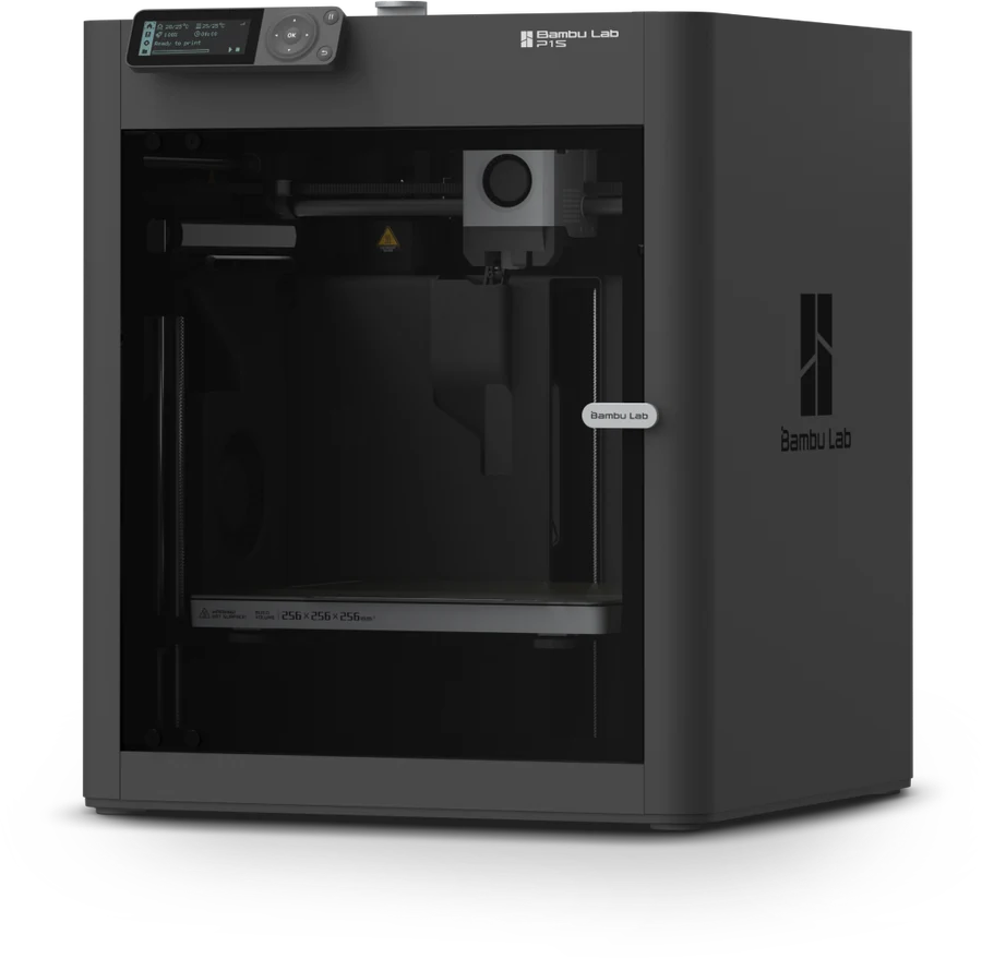 Impresora 3D de filamento (FDM) Bambu Lab P1S, vista de producto sobre fondo transparente.