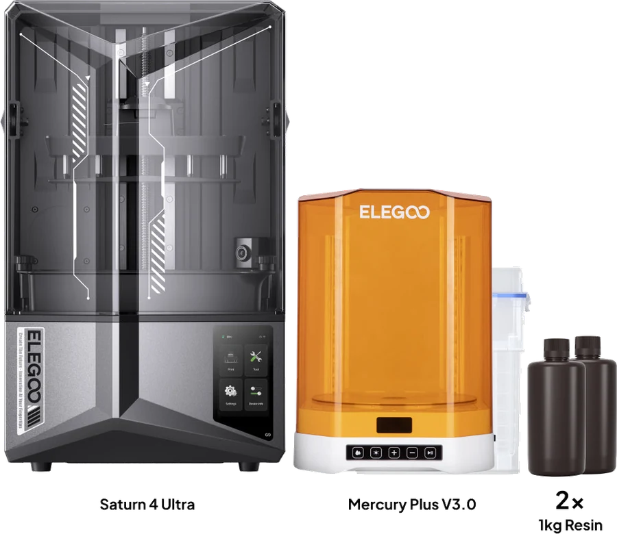 Impresora 3D de resina Elegoo Saturn 4 Ultra (12K), vista de producto sobre fondo transparente.